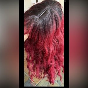 Andria Red Ombré Long Hair Wig